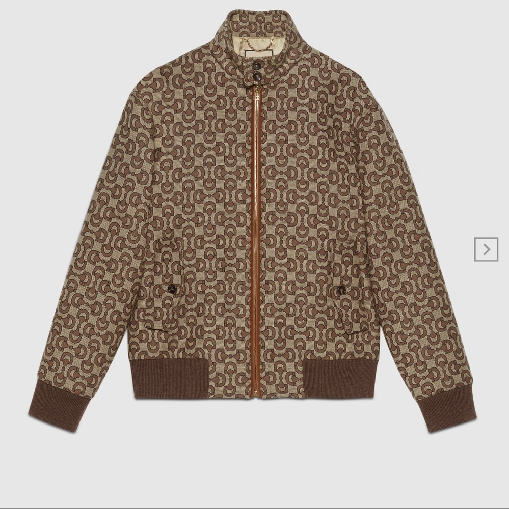 Authentic Gucci Horsebit Jacquard Wool Jacket